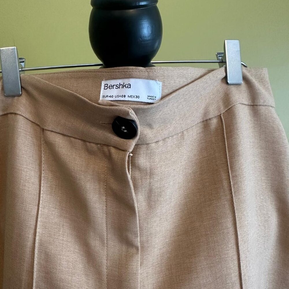 BERKSHA NWOT Camel Tan Wide Leg Tailored Trousers High Rise Corporate Chic US 8 - Picture 3 of 7